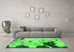 Machine Washable Abstract Green Modern Area Rugs in a Living Room,, wshabs2569grn