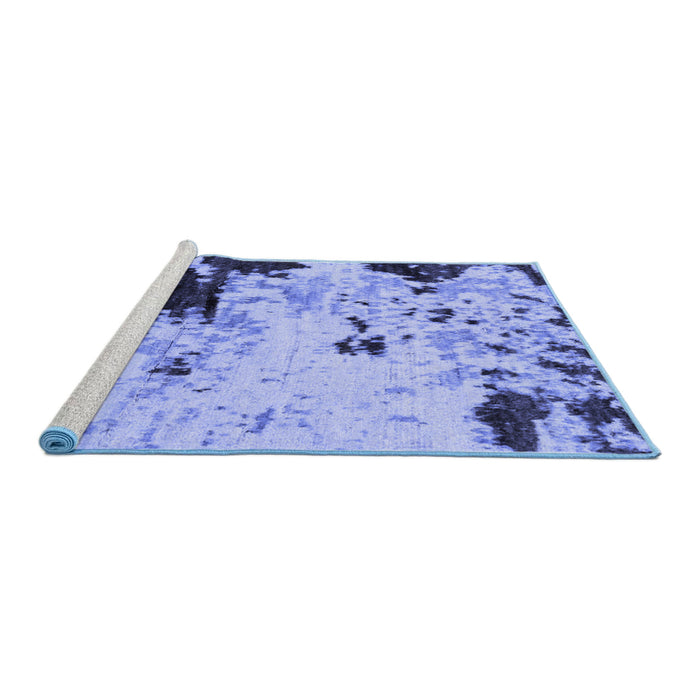 Sideview of Machine Washable Abstract Blue Modern Rug, wshabs2569blu