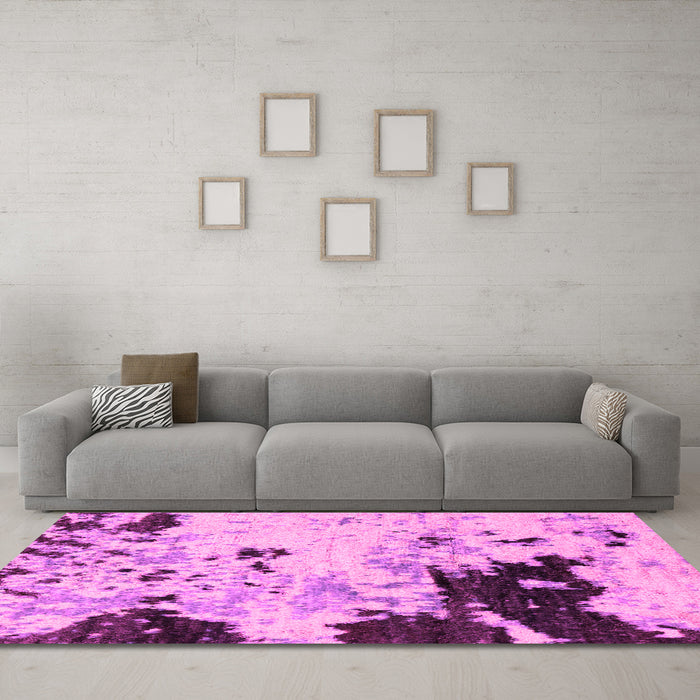Machine Washable Abstract Pink Modern Rug in a Living Room, wshabs2569pnk
