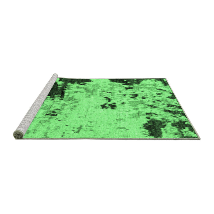 Sideview of Machine Washable Abstract Emerald Green Modern Area Rugs, wshabs2569emgrn