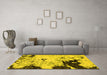 Machine Washable Abstract Yellow Modern Rug in a Living Room, wshabs2569yw