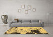 Machine Washable Abstract Brown Modern Rug in a Living Room,, wshabs2569brn