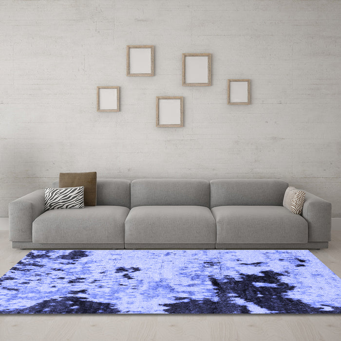 Machine Washable Abstract Blue Modern Rug in a Living Room, wshabs2569blu