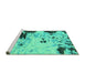 Sideview of Machine Washable Abstract Turquoise Modern Area Rugs, wshabs2569turq