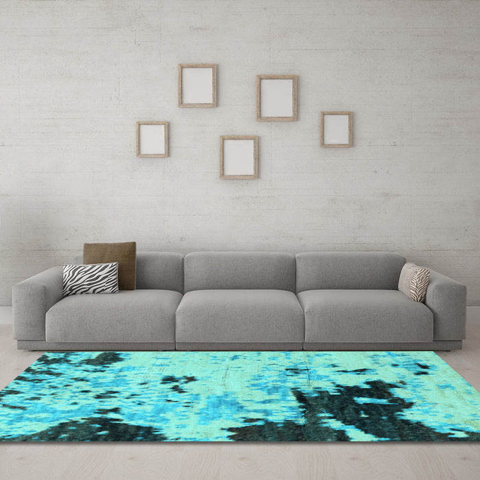 Machine Washable Abstract Light Blue Modern Rug in a Living Room, wshabs2569lblu