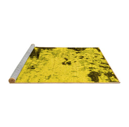 Sideview of Machine Washable Abstract Yellow Modern Rug, wshabs2569yw
