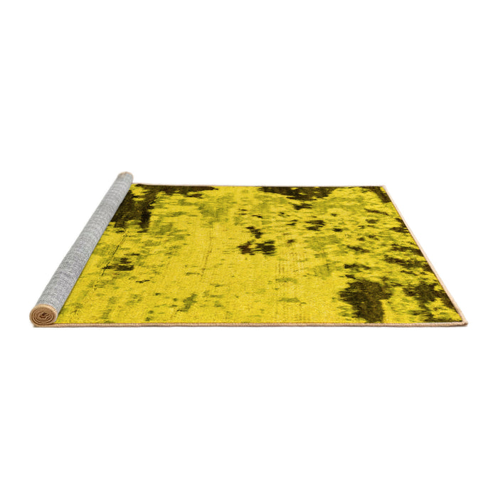 Sideview of Machine Washable Abstract Yellow Modern Rug, wshabs2569yw