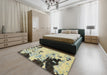 Abstract Brown Gold Modern Rug in a Bedroom, abs2569