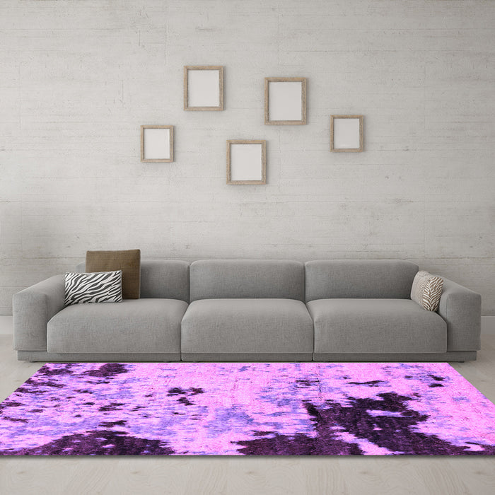 Machine Washable Abstract Purple Modern Area Rugs in a Living Room, wshabs2569pur