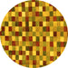 Round Checkered Yellow Modern Rug, abs256yw