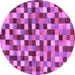 Round Machine Washable Checkered Purple Modern Area Rugs, wshabs256pur