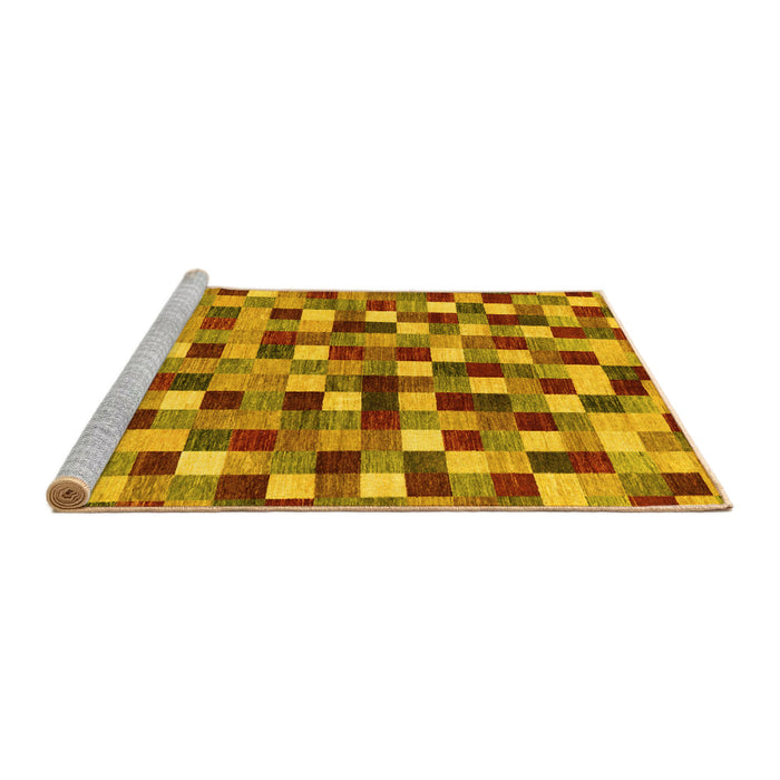 Sideview of Machine Washable Checkered Yellow Modern Rug, wshabs256yw
