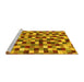 Sideview of Machine Washable Checkered Yellow Modern Rug, wshabs256yw
