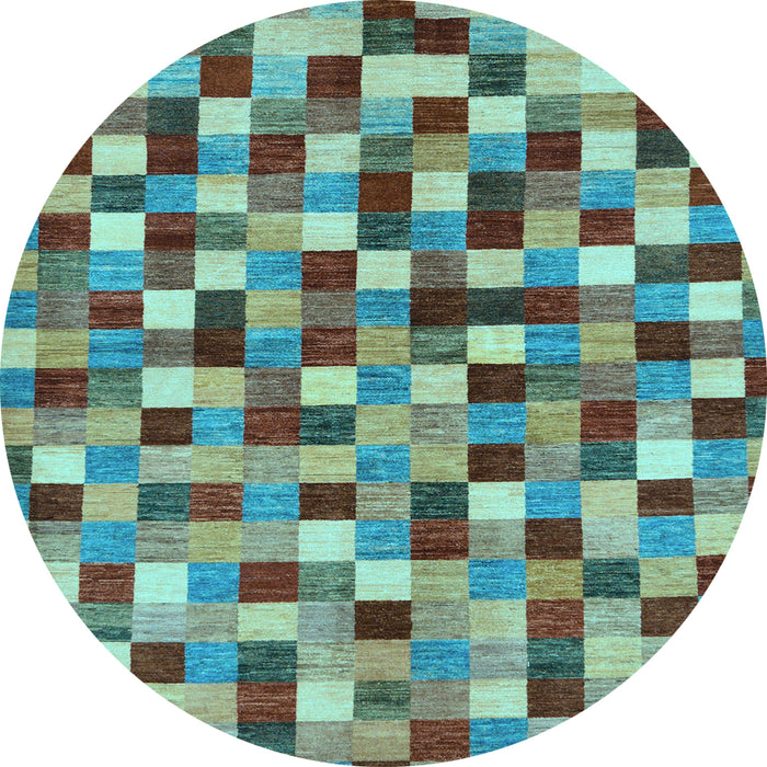 Round Checkered Light Blue Modern Rug, abs256lblu
