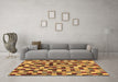 Machine Washable Checkered Brown Modern Rug in a Living Room,, wshabs256brn