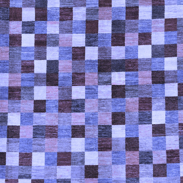 Machine Washable Checkered Blue Modern Rug, wshabs256blu