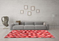 Machine Washable Checkered Red Modern Rug, wshabs256red