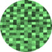 Round Checkered Emerald Green Modern Rug, abs256emgrn