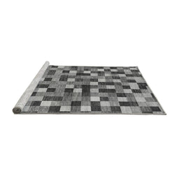 Sideview of Machine Washable Checkered Gray Modern Rug, wshabs256gry