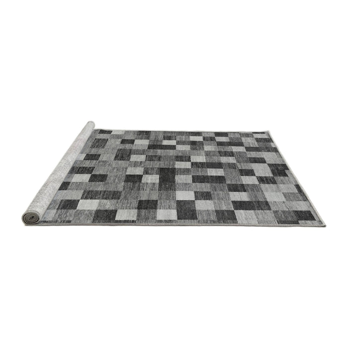 Sideview of Machine Washable Checkered Gray Modern Rug, wshabs256gry