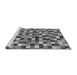 Sideview of Machine Washable Checkered Gray Modern Rug, wshabs256gry