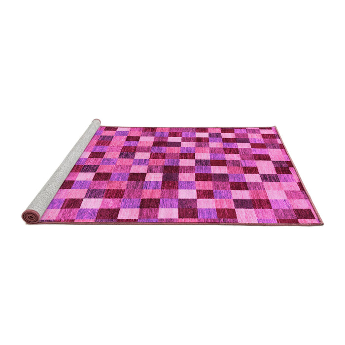 Sideview of Machine Washable Checkered Pink Modern Rug, wshabs256pnk