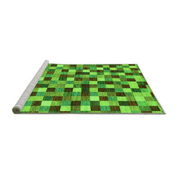 Sideview of Machine Washable Checkered Green Modern Area Rugs, wshabs256grn