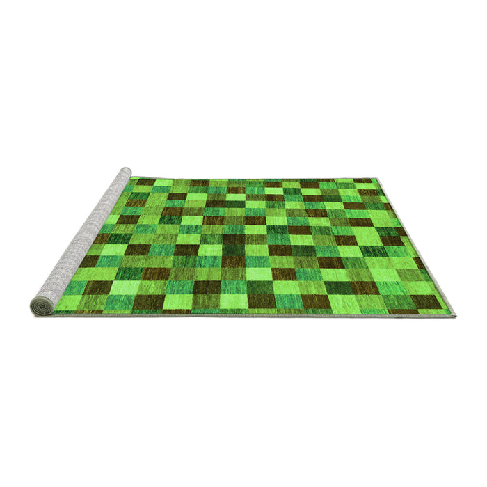 Sideview of Machine Washable Checkered Green Modern Area Rugs, wshabs256grn