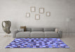 Machine Washable Checkered Blue Modern Rug in a Living Room, wshabs256blu