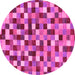 Round Machine Washable Checkered Pink Modern Rug, wshabs256pnk