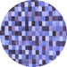 Round Machine Washable Checkered Blue Modern Rug, wshabs256blu