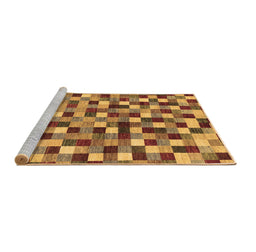 Sideview of Machine Washable Checkered Brown Modern Rug, wshabs256brn