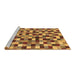 Sideview of Machine Washable Checkered Brown Modern Rug, wshabs256brn