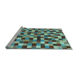 Sideview of Machine Washable Checkered Light Blue Modern Rug, wshabs256lblu