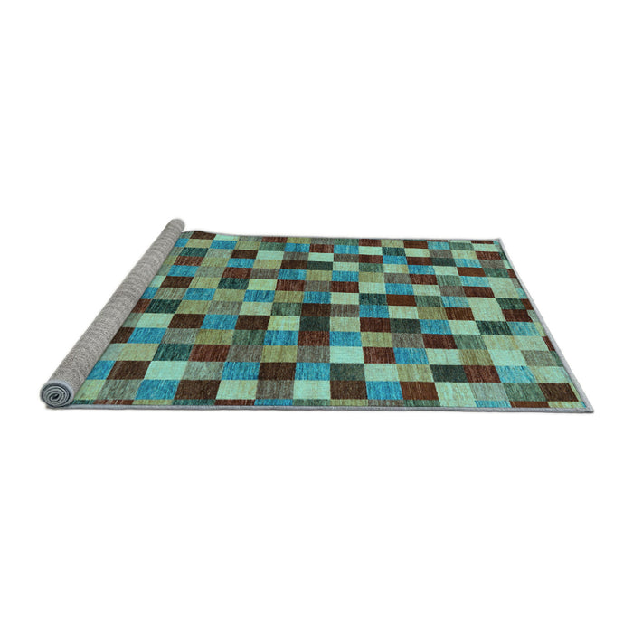Sideview of Machine Washable Checkered Light Blue Modern Rug, wshabs256lblu