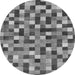 Round Machine Washable Checkered Gray Modern Rug, wshabs256gry