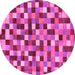 Round Checkered Pink Modern Rug, abs256pnk