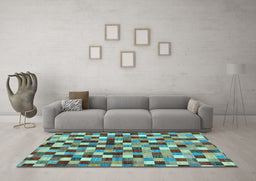 Machine Washable Checkered Light Blue Modern Rug in a Living Room, wshabs256lblu