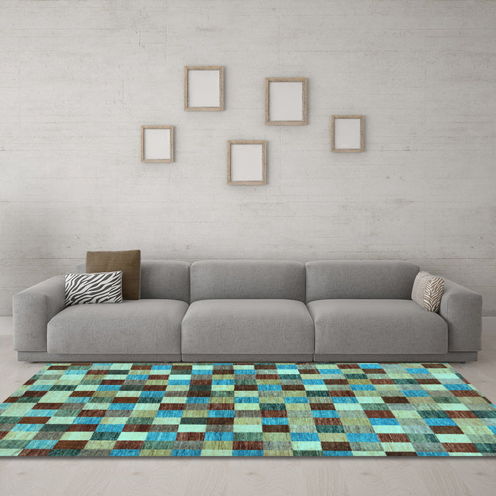 Machine Washable Checkered Light Blue Modern Rug in a Living Room, wshabs256lblu