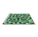 Sideview of Machine Washable Checkered Turquoise Modern Area Rugs, wshabs256turq