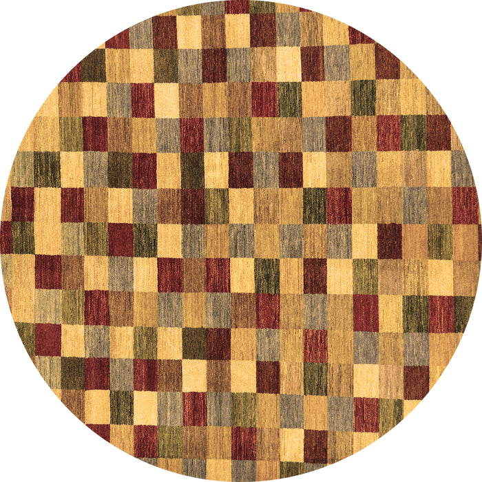 Round Checkered Brown Modern Rug, abs256brn