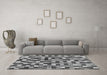 Machine Washable Checkered Gray Modern Rug in a Living Room,, wshabs256gry