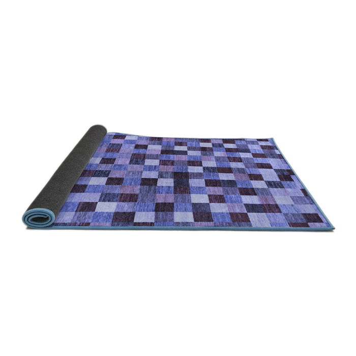 Sideview of Checkered Blue Modern Rug, abs256blu
