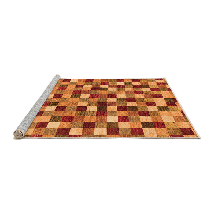 Sideview of Machine Washable Checkered Orange Modern Area Rugs, wshabs256org