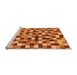 Sideview of Machine Washable Checkered Orange Modern Area Rugs, wshabs256org