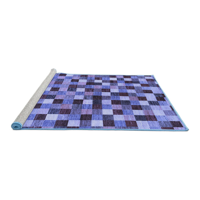 Sideview of Machine Washable Checkered Blue Modern Rug, wshabs256blu