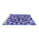 Sideview of Machine Washable Checkered Blue Modern Rug, wshabs256blu