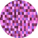 Round Checkered Purple Modern Rug, abs256pur