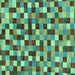 Square Checkered Turquoise Modern Rug, abs256turq