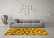 Machine Washable Checkered Yellow Modern Rug in a Living Room, wshabs256yw